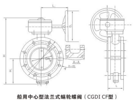 船用中心(xīn)型法(fǎ)蘭式蝶閥(圖1) 船用中心型法蘭式蝶閥(圖1)