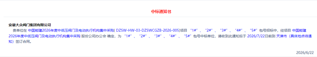 中標喜訊|我公司中標中國能(néng)建等多個閥門采購項目(圖2) 中(zhōng)標喜訊|我公司中標中國能建等多個閥門采購(gòu)項目(圖2)